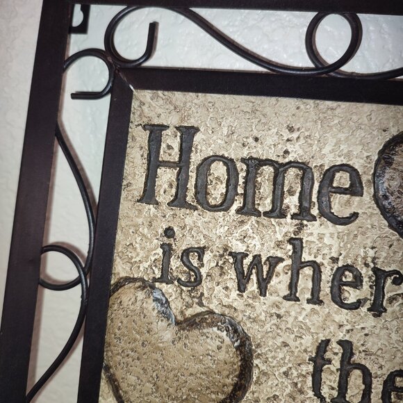 Home is where the heart is quote wall art metal ceramic mixed media cottagecore - Picture 2 of 10